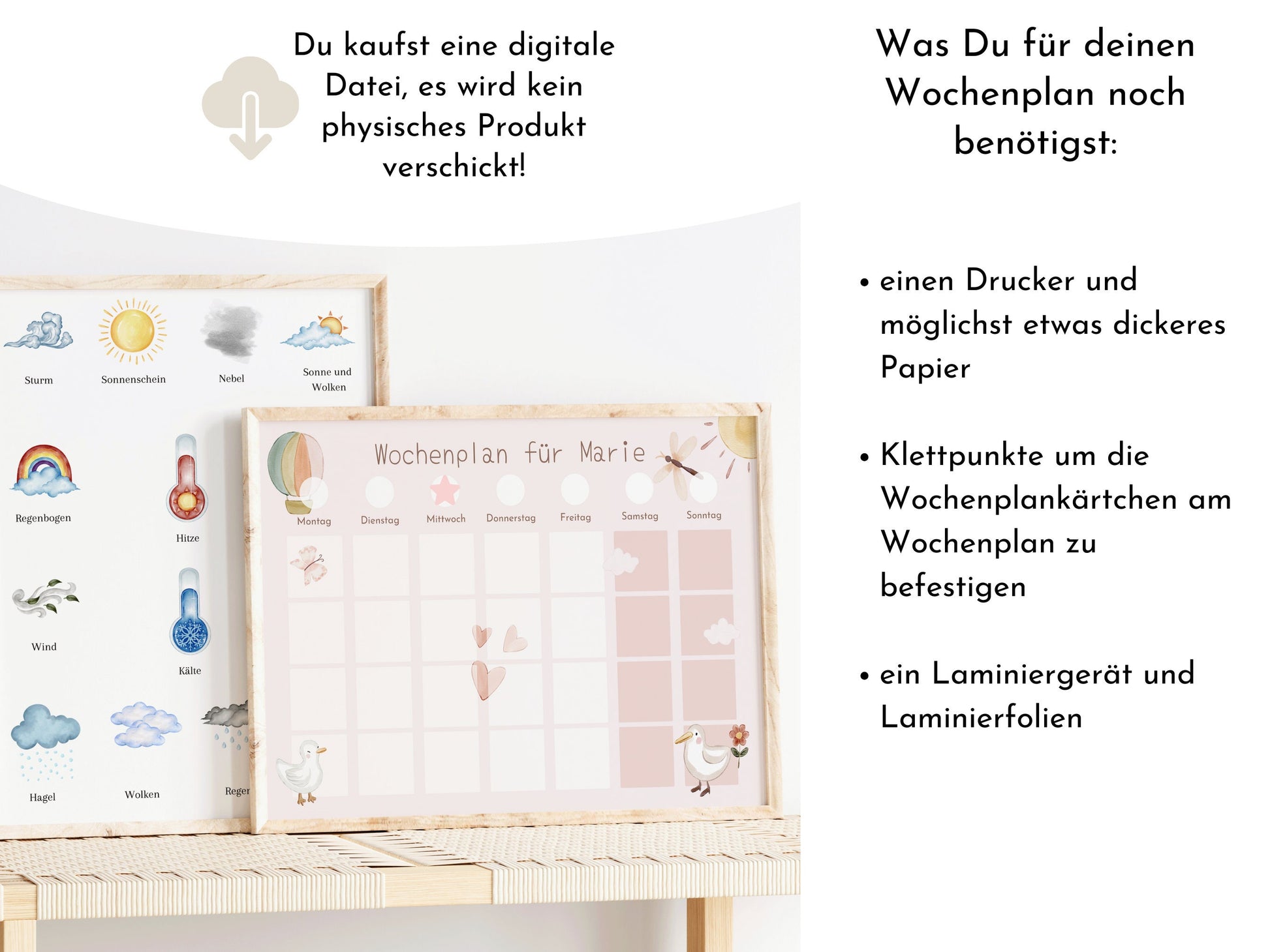 Wochenplan "Schmetterlinge" für Kinder, 288 Routine Karten, Canva-Vorlage und PDF Sofort-Download, Routineplan nach Montessori