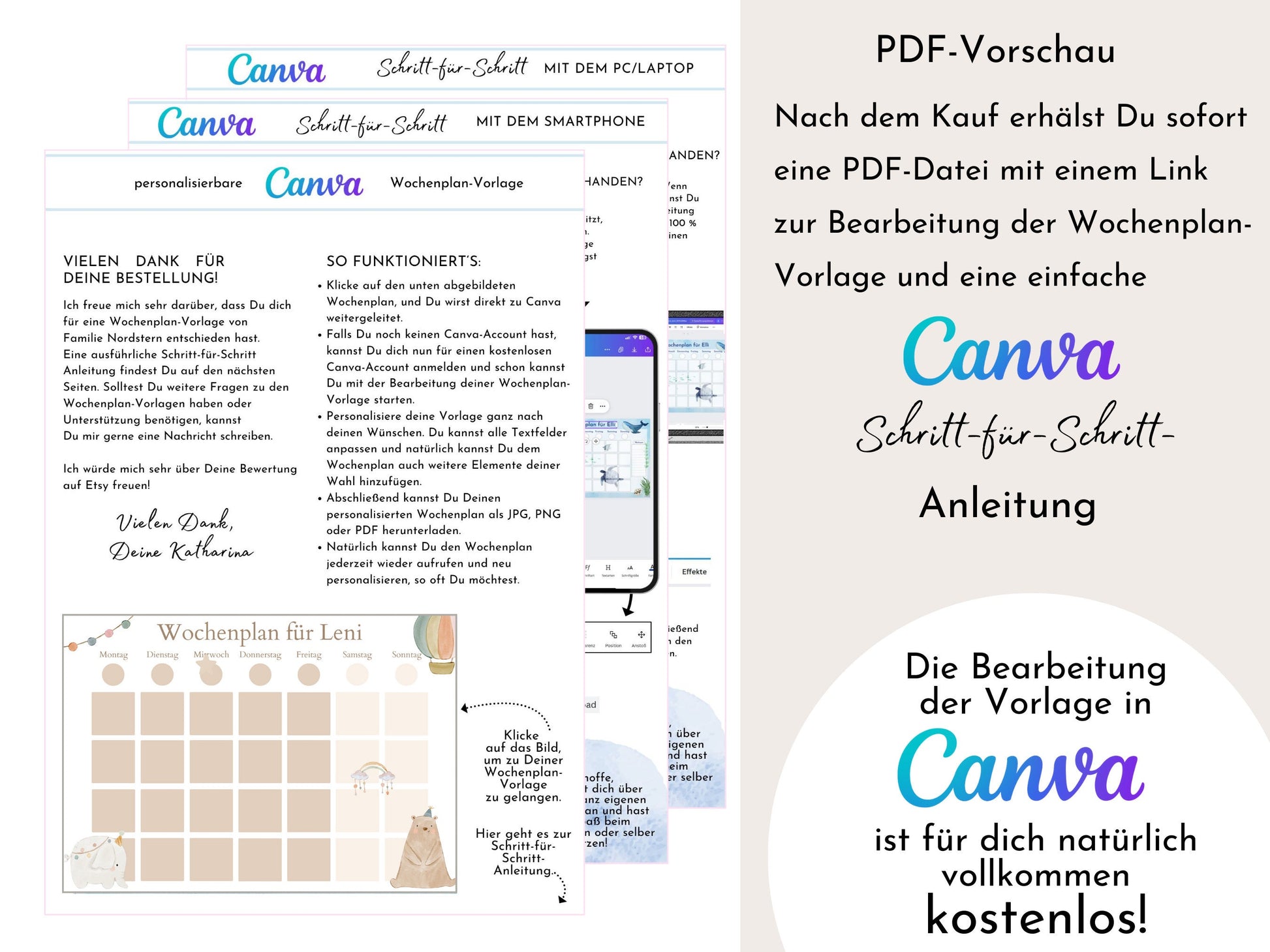 Wochenplan "Boho Doodles" für Kinder, 288 Routine Karten, Canva-Vorlage und PDF Sofort-Download, Routineplan nach Montessori