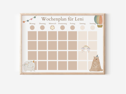 Wochenplan "Boho Doodles" für Kinder, 288 Routine Karten, Canva-Vorlage und PDF Sofort-Download, Routineplan nach Montessori