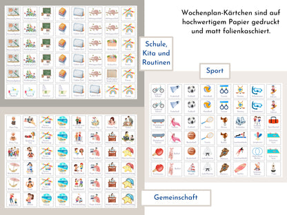 Wochenplan "Ballerina" personalisiert für Kinder, Routineplan mit 246 Routine Karten, Montessori Wochenroutine, Wochenüberblick für Mädchen