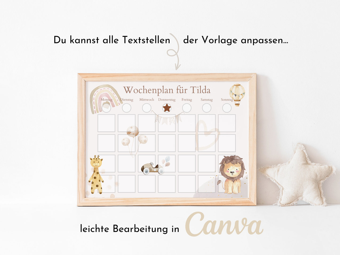 Wochenplan "Boho" für Kinder, 288 Routine Karten, Canva-Vorlage und PDF Sofort-Download, Routineplan nach Montessori von Familie Nordstern