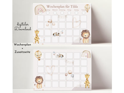 Wochenplan "Boho" für Kinder, 288 Routine Karten, Canva-Vorlage und PDF Sofort-Download, Routineplan nach Montessori von Familie Nordstern