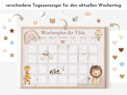 Wochenplan "Boho" für Kinder, 288 Routine Karten, Canva-Vorlage und PDF Sofort-Download, Routineplan nach Montessori von Familie Nordstern