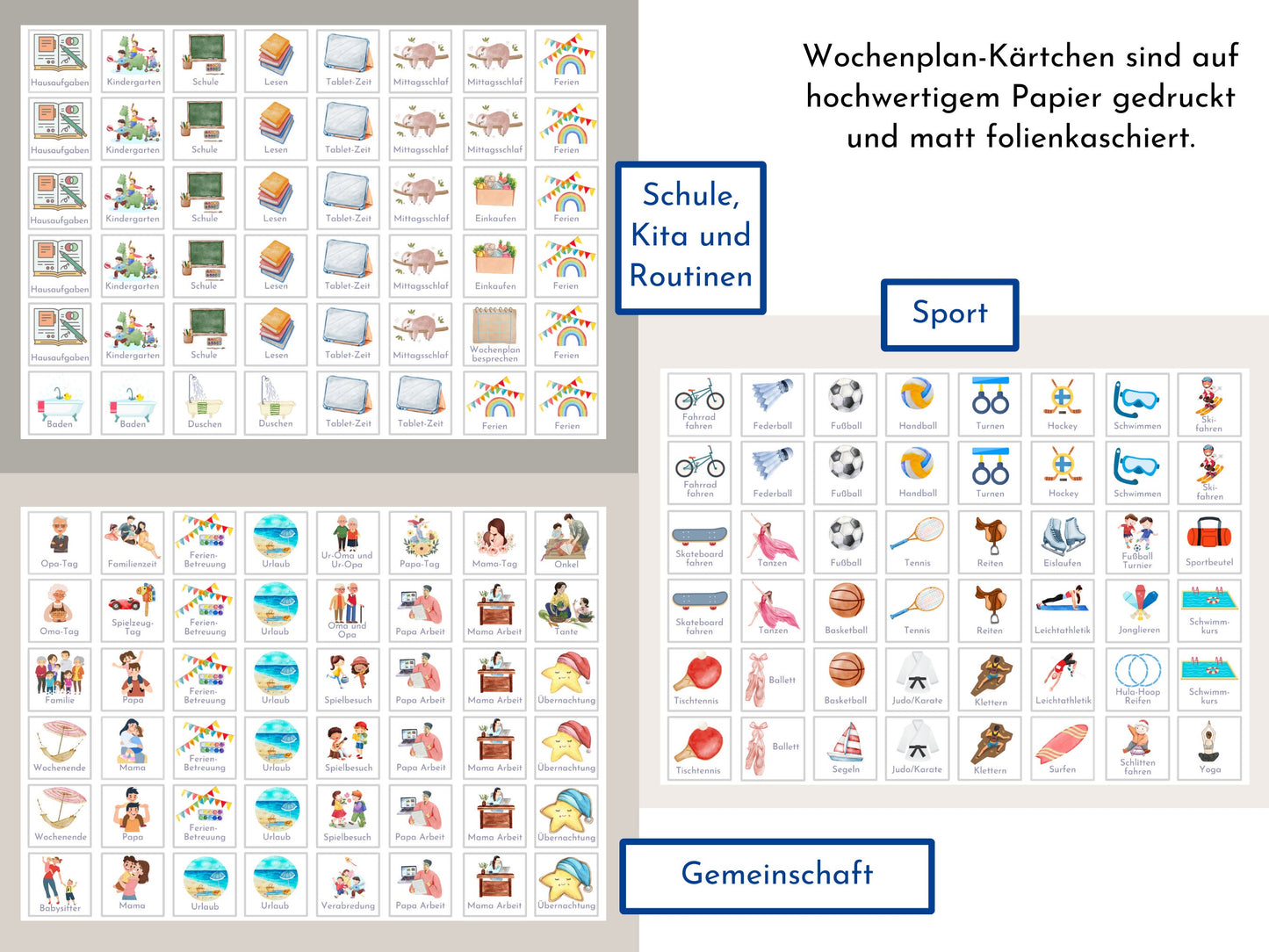 Personalisierter Wochenplan "Einhorn und Wolke", 246 Routine Karten, Routineplan für Kinder, Montessori Wochenroutine Familie Nordstern