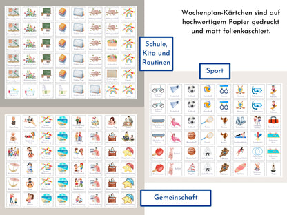 Personalisierter Wochenplan "Einhorn und Wolke", 246 Routine Karten, Routineplan für Kinder, Montessori Wochenroutine Familie Nordstern