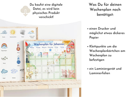 Wochenplan "Bauernhof" für Kinder, 288 Routine Karten, Canva-Vorlage und PDF Sofort-Download, Routineplan nach Montessori