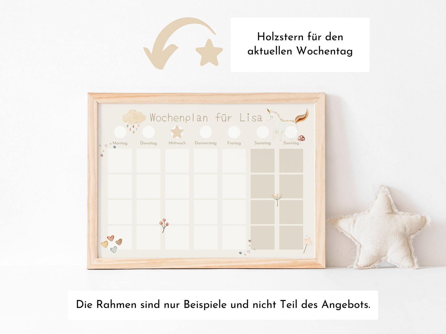 Magnetboard Wochenplan "Traum" personalisiert für Kinder, 246 Routine Karten, Neodym-Magnete, Montessori Routineplan von Familie Nordstern