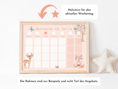 Magnetboard Wochenplan "Fantasie" personalisiert für Kinder und Teenager, 246 Routine Karten, Neodym-Magnete, Montessori Routineplan