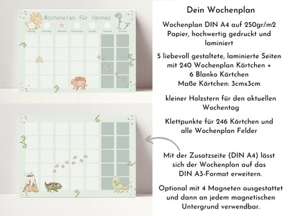 Wochenplan "Baby Dinos" mit Name personalisiert, 246 Routine Karten, laminiert magnetisch Klett, Routineplan für Kinder Familie Nordstern