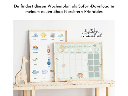 Wochenplan "Baby Dinos" mit Name personalisiert, 246 Routine Karten, laminiert magnetisch Klett, Routineplan für Kinder Familie Nordstern