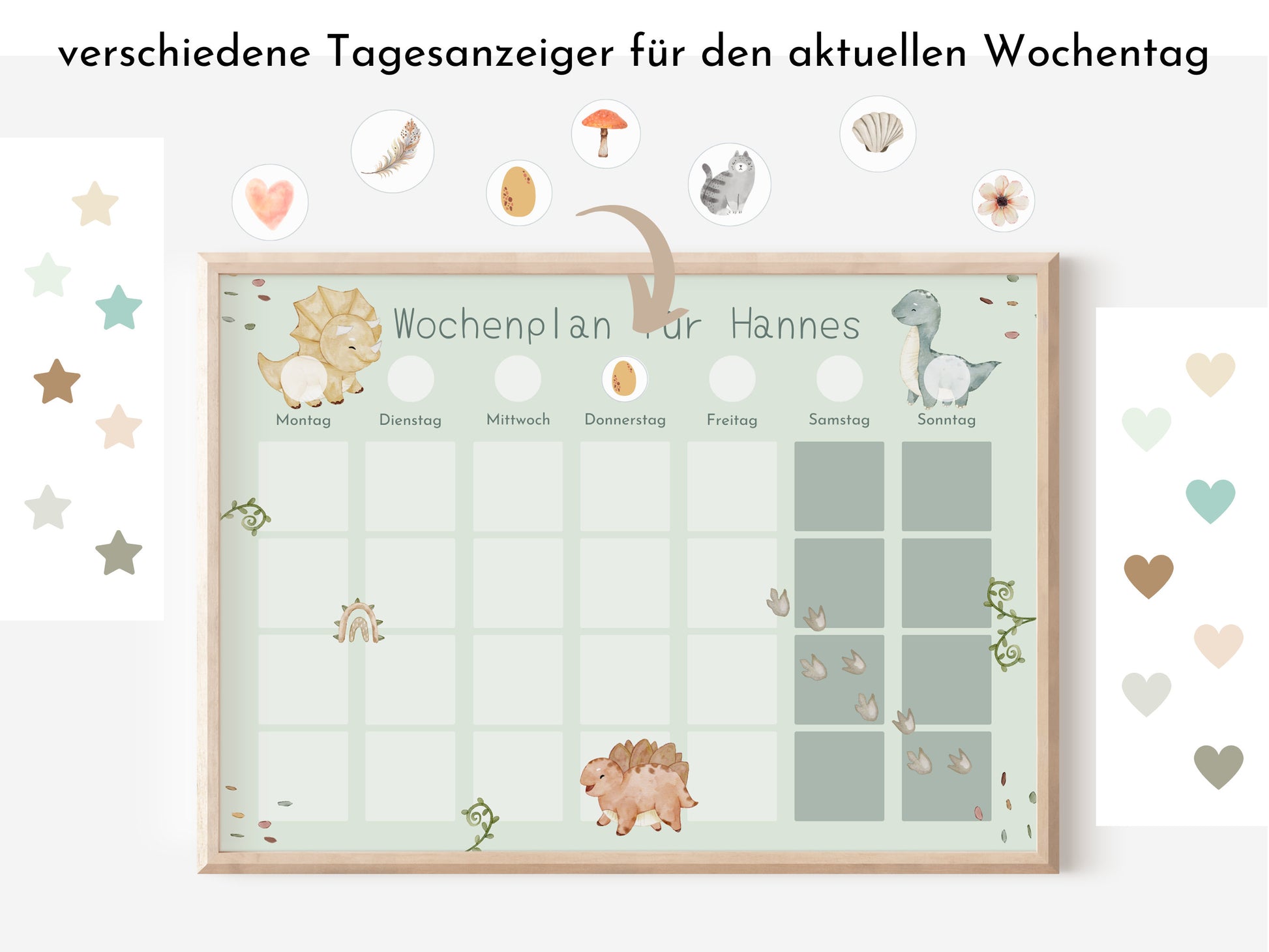 Wochenplan "Dinos" für Kinder, 288 Routine Karten, Canva-Vorlage und PDF Sofort-Download, Routineplan nach Montessori