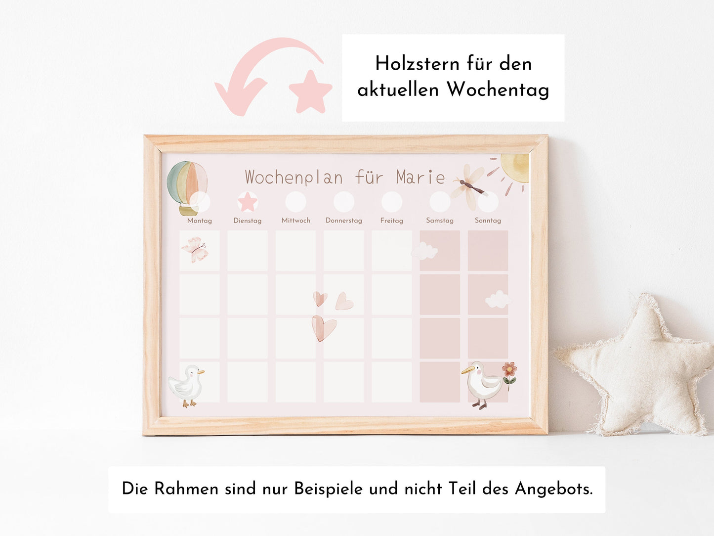 Wochenplan "Schmetterlinge" mit Name personalisiert, 246 Routine Karten, laminiert magnetisch Klett, Routineplan für Kinder und Jugendliche