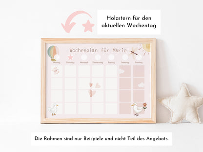 Wochenplan "Schmetterlinge" mit Name personalisiert, 246 Routine Karten, laminiert magnetisch Klett, Routineplan für Kinder und Jugendliche