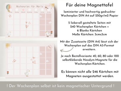 Magnetboard Wochenplan "Schmetterlinge" personalisiert für Kinder, 246 Routine Karten, Magnete, Montessori Routineplan von Familie Nordstern