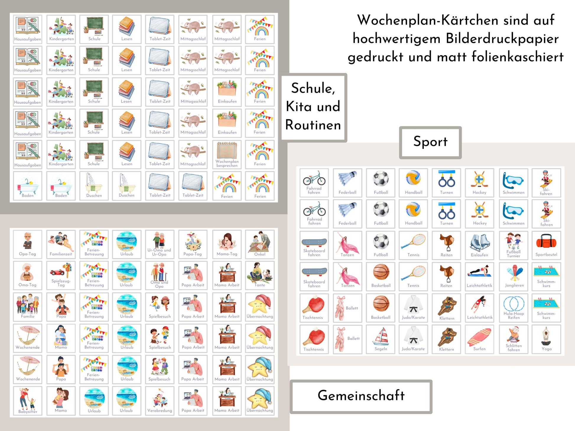 Magnetboard Wochenplan "Ballerina" personalisiert für Kinder und Teenager, 246 Routine Karten, Neodym-Magnete, Montessori Routineplan