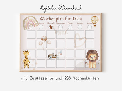 Wochenplan "Boho" für Kinder, 288 Routine Karten, Canva-Vorlage und PDF Sofort-Download, Routineplan nach Montessori von Familie Nordstern