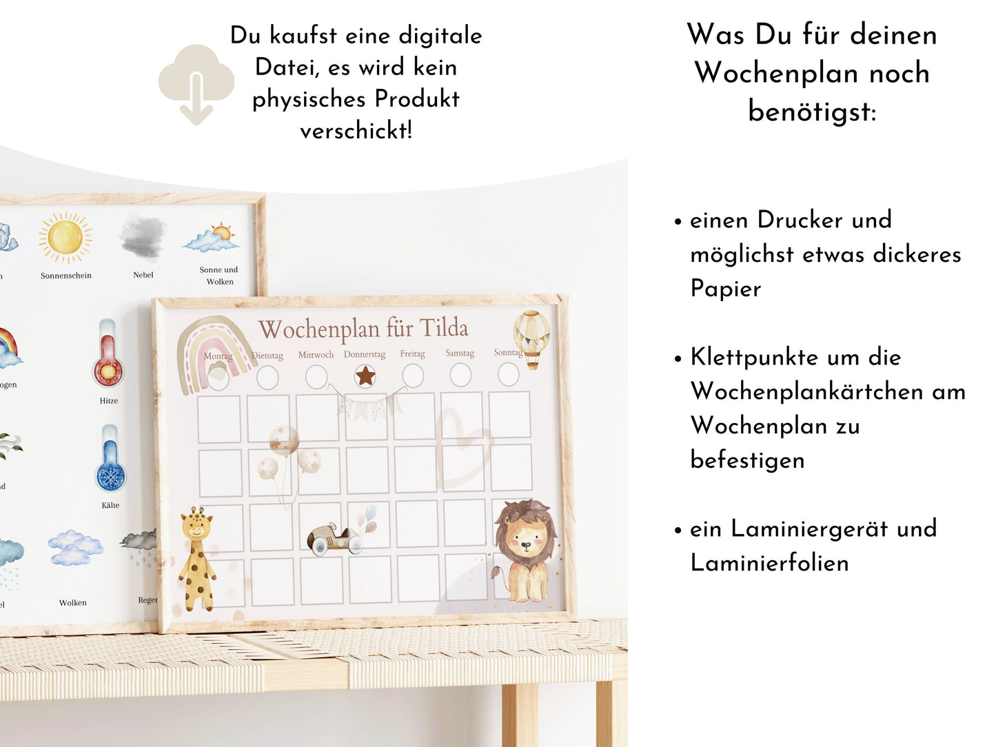 Wochenplan "Boho" für Kinder, 288 Routine Karten, Canva-Vorlage und PDF Sofort-Download, Routineplan nach Montessori von Familie Nordstern