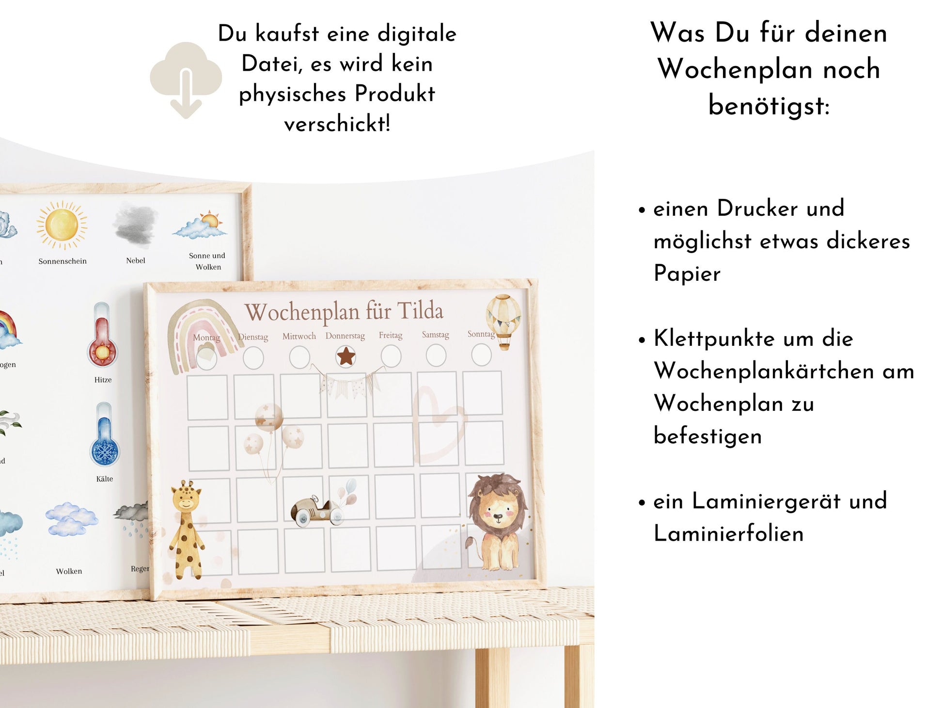 Wochenplan "Boho" für Kinder, 288 Routine Karten, Canva-Vorlage und PDF Sofort-Download, Routineplan nach Montessori von Familie Nordstern