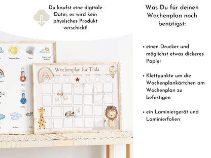 Wochenplan "Boho" für Kinder, 288 Routine Karten, Canva-Vorlage und PDF Sofort-Download, Routineplan nach Montessori von Familie Nordstern