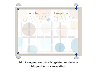 Wochenplaner personalisiert, Kinder und Teenager, 246 Wochenplan Karten, laminiert magnetisch, Geburtstag Geschenk Kreise "Wasser und Sand"