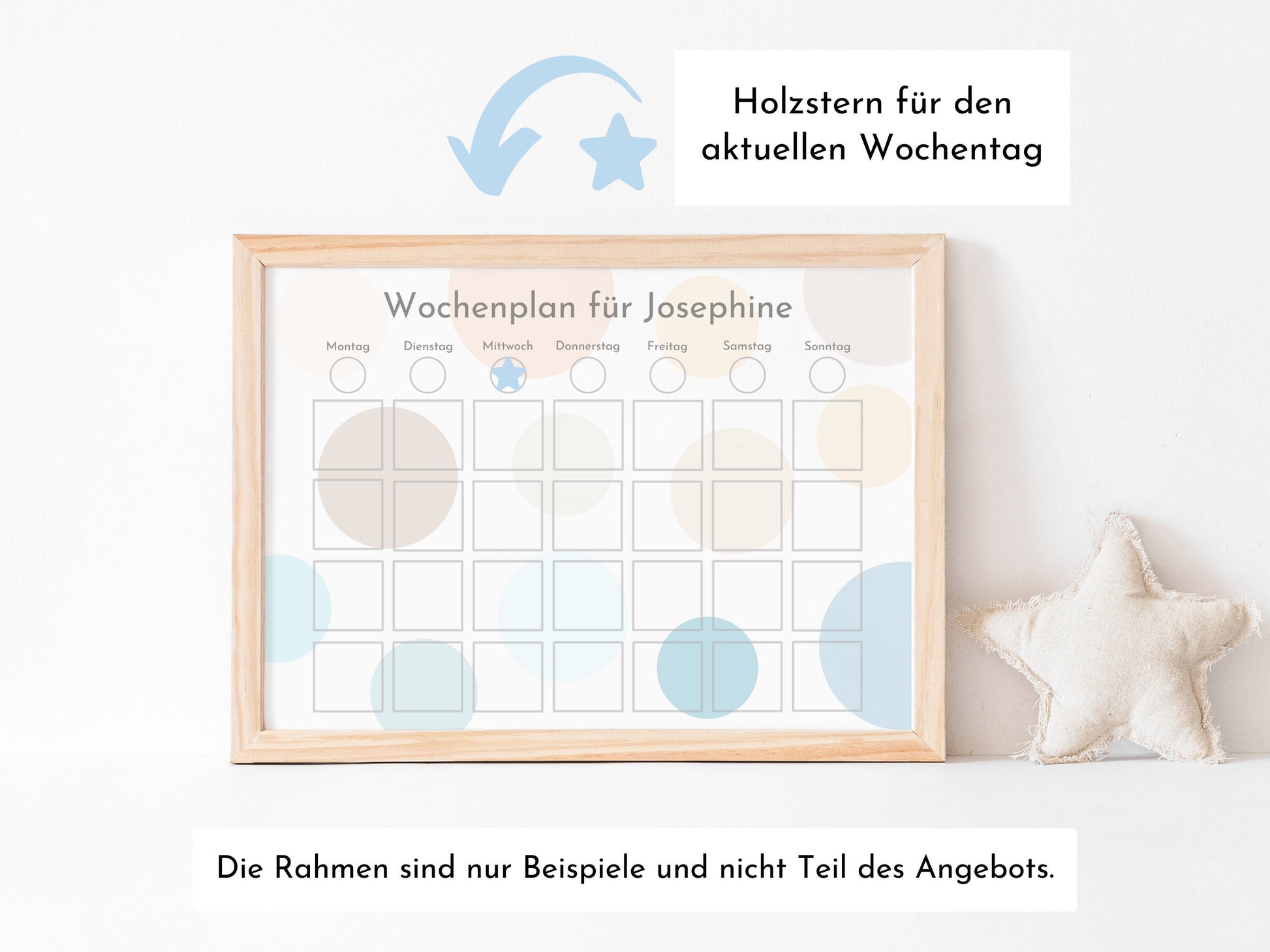 Wochenplaner personalisiert, Kinder und Teenager, 246 Wochenplan Karten, laminiert magnetisch, Geburtstag Geschenk Kreise "Wasser und Sand"