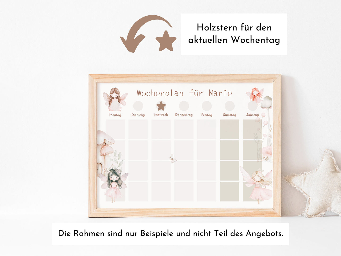 Kinder Wochenplan "Feen" mit Name personalisiert, 246 Routine Karten, laminiert magnetisch, Montessori Routineplan von Familie Nordstern