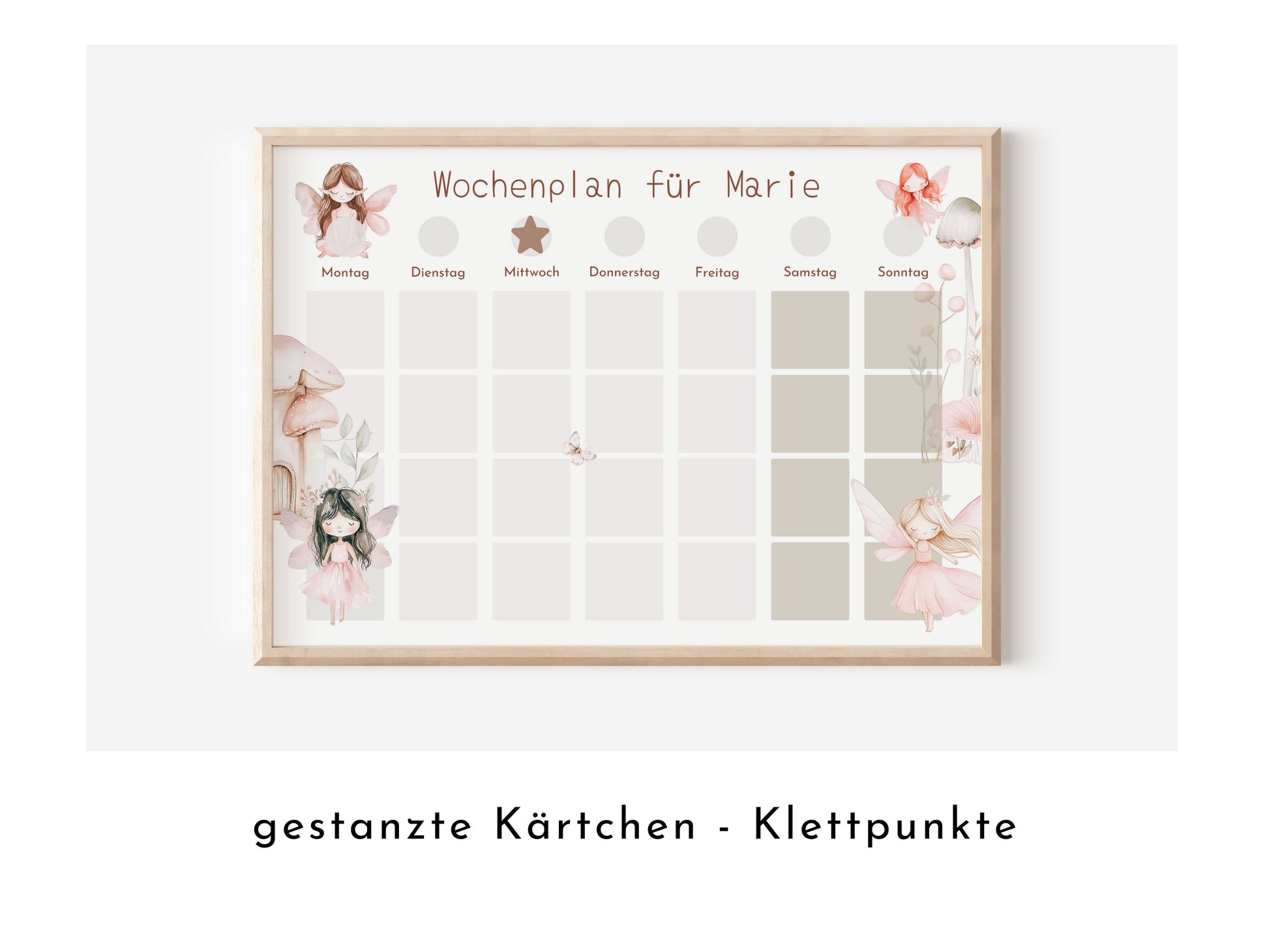 Kinder Wochenplan "Feen" mit Name personalisiert, 246 Routine Karten, laminiert magnetisch, Montessori Routineplan von Familie Nordstern