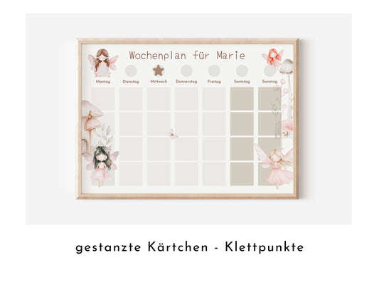 Kinder Wochenplan "Feen" mit Name personalisiert, 246 Routine Karten, laminiert magnetisch, Montessori Routineplan von Familie Nordstern