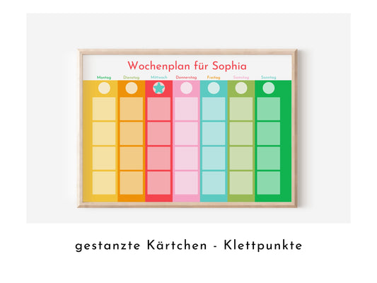 Wochenplan "Frühling" mit Name personalisiert, 246 Routine Karten, laminiert magnetisch Klett, Routineplan für Kinder und Jugendliche