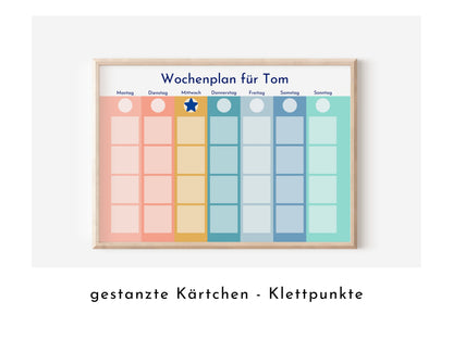 Personalisierter Wochenplan für Kinder und Teenager, 246 Routine Karten, Klett, laminiert, magnetisch, Montessori Routineplan "Regenbogen"