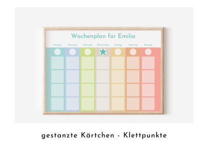 Montessori Wochenplan "Gelato", Kinder und Teenager, mit Name personalisiert, 246 Routine Karten, laminiert, magnetisch, Klett, Routineplan