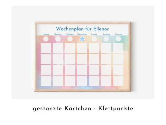 Personalisierter Wochenplan "Aquarell", Kinder und Teenager, 246 Routine Karten, Klettpunkte, Montessori Routineplan von Familie Nordstern