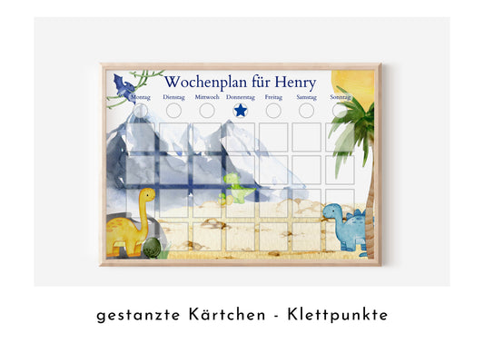 Personalisierter Wochenplan "Dinos und Berge", 246 Routine Karten, Klett laminiert magnetisch, Montessori Routineplan von Familie Nordstern