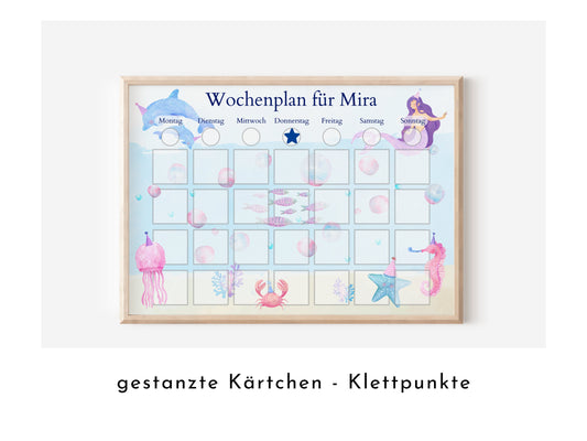 Personalisierter Wochenplan "Meerjungfrau" für Kinder, 246 Routine Karten, laminiert, magnetisch, Montessori Routineplan v Familie Nordstern