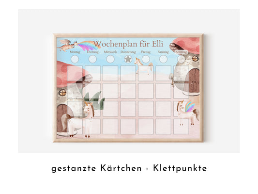 Personalisierter Wochenplan "Drache und Einhorn" für Kinder mit 246 Routine Karten, Routineplan mit Bildkarten von Familie Nordstern