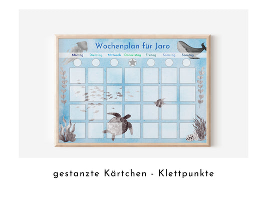 Personalisierter Wochenplan "Meer" für Kinder 246 Routine Karten, Klett, laminiert, magnetisch, Routineboard, Montessori Routineplan