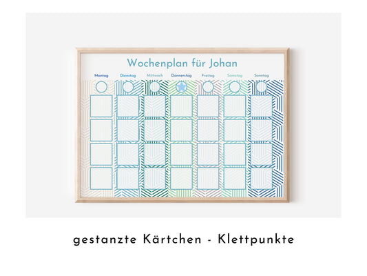 Personalisierter Wochenplan "Blau Grün" für Kinder u Teenager, 246 Routine Karten, magnetisch, Montessori Routineplan von Familie Nordstern