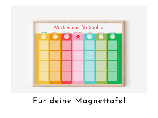 Magnetboard Wochenplan "Frühling" personalisiert, Kinder und Teenager, 246 Routine Karten, Magnete, Montessori Routineplan Familie Nordstern