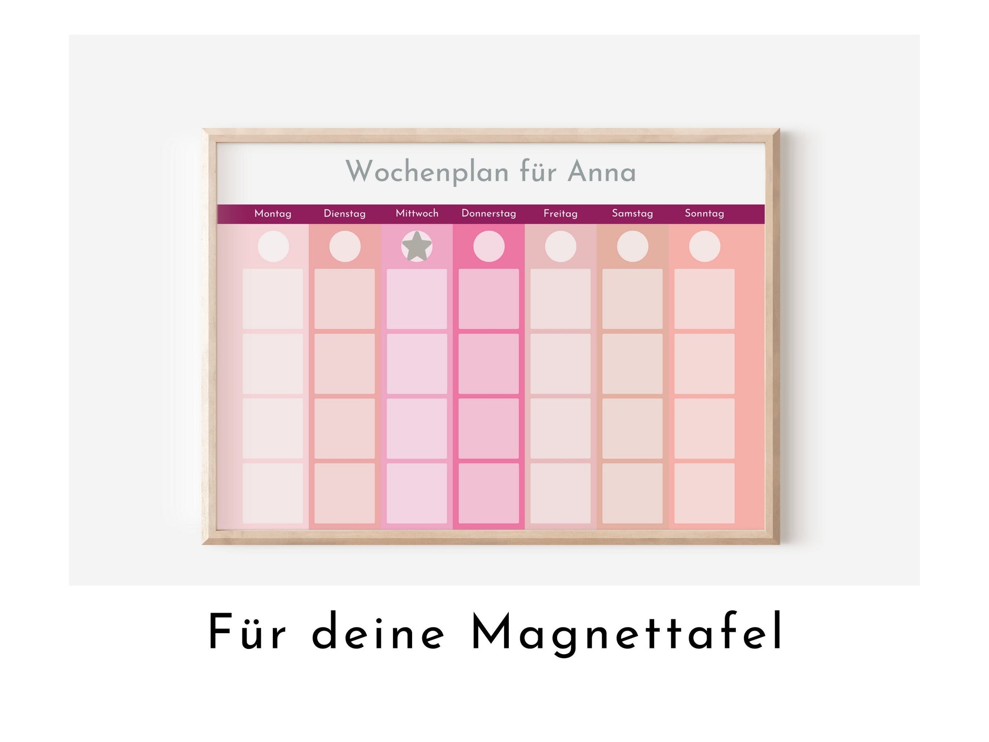 Personalisierter Magnet Wochenplan "Pastell Beeren" für Kinder und Teenager, 246 Routine Karten, Tagesplan mit 40-80 Magneten, Routineplan