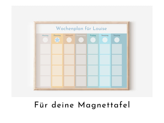 Personalisierter Wochenplan "Beach" für Kinder und Teenager, 246 Wochenplan Karten, laminiert, magnetisch, Montessori Routineplan