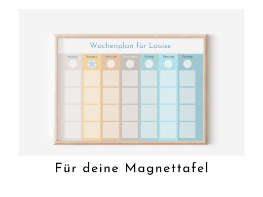 Personalisierter Wochenplan "Beach" für Kinder und Teenager, 246 Routine Karten, laminiert, 40-100 Neodym Magnete, Montessori Routineplan