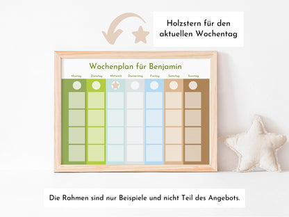 Montessori Wochenplan "Landscape" mit Name personalisiert, 246 Routine Karten, magnetisch, Klett, Routineplan für Kinder und Jugendliche