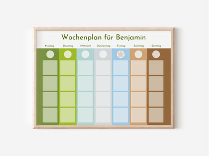 Montessori Wochenplan "Landscape" mit Name personalisiert, 246 Routine Karten, magnetisch, Klett, Routineplan für Kinder und Jugendliche