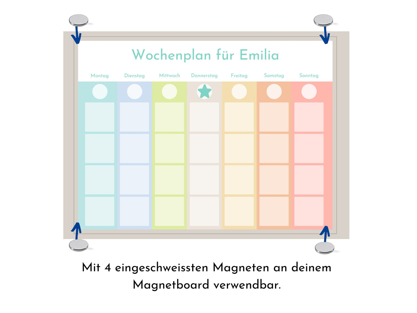 Montessori Wochenplan "Gelato", Kinder und Teenager, mit Name personalisiert, 246 Routine Karten, laminiert, magnetisch, Klett, Routineplan