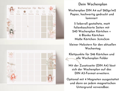 Kinder Wochenplan "Feen" mit Name personalisiert, 246 Routine Karten, laminiert magnetisch, Montessori Routineplan von Familie Nordstern