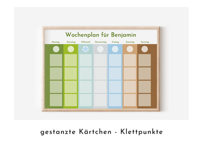 Montessori Wochenplan "Landscape" mit Name personalisiert, 246 Routine Karten, magnetisch, Klett, Routineplan für Kinder und Jugendliche