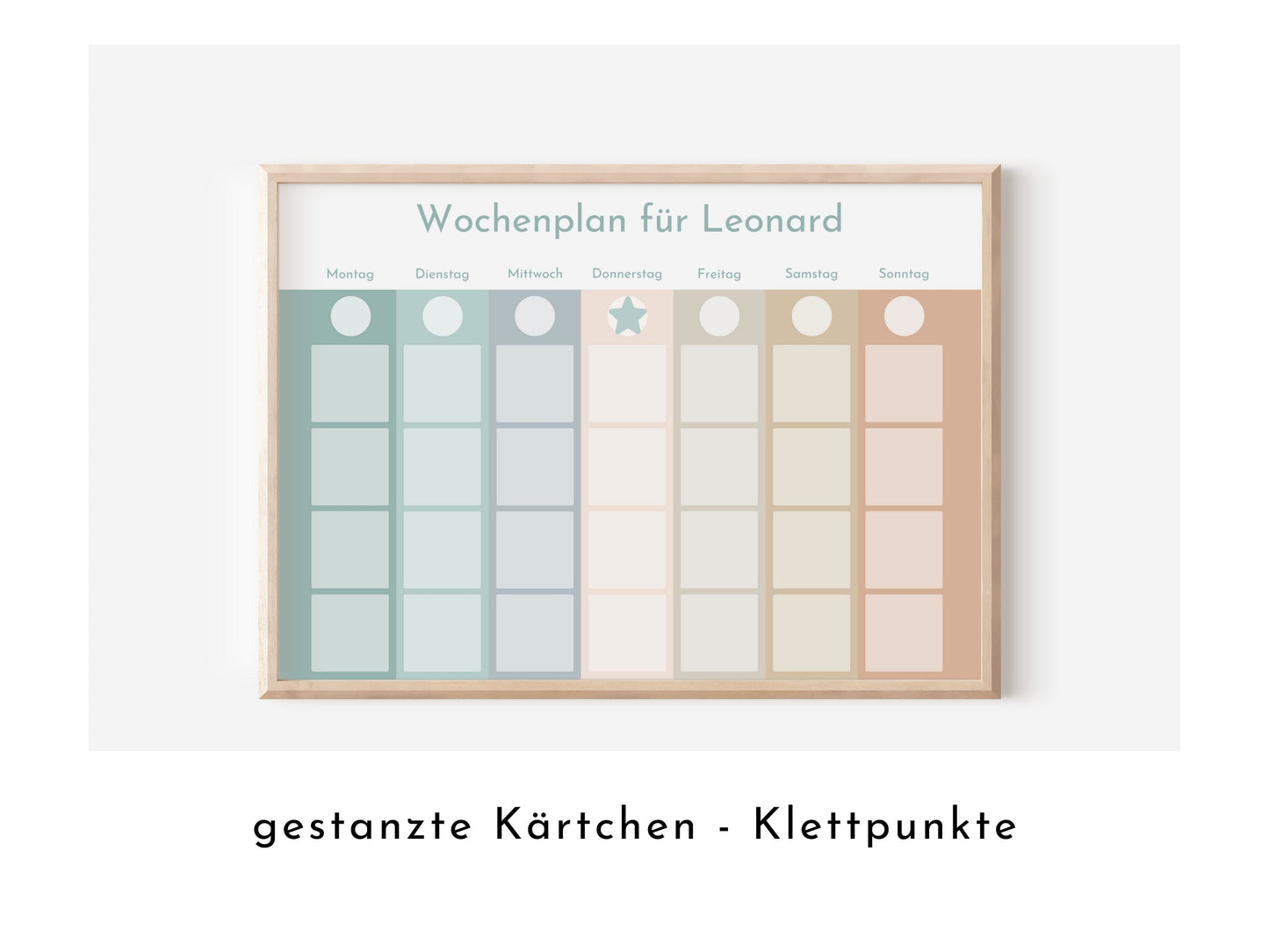 Wochenplan "Salbei und Haselnuss" mit Name personalisiert, 246 Routine Karten, laminiert magnetisch, Routineplan für Kinder und Jugendliche