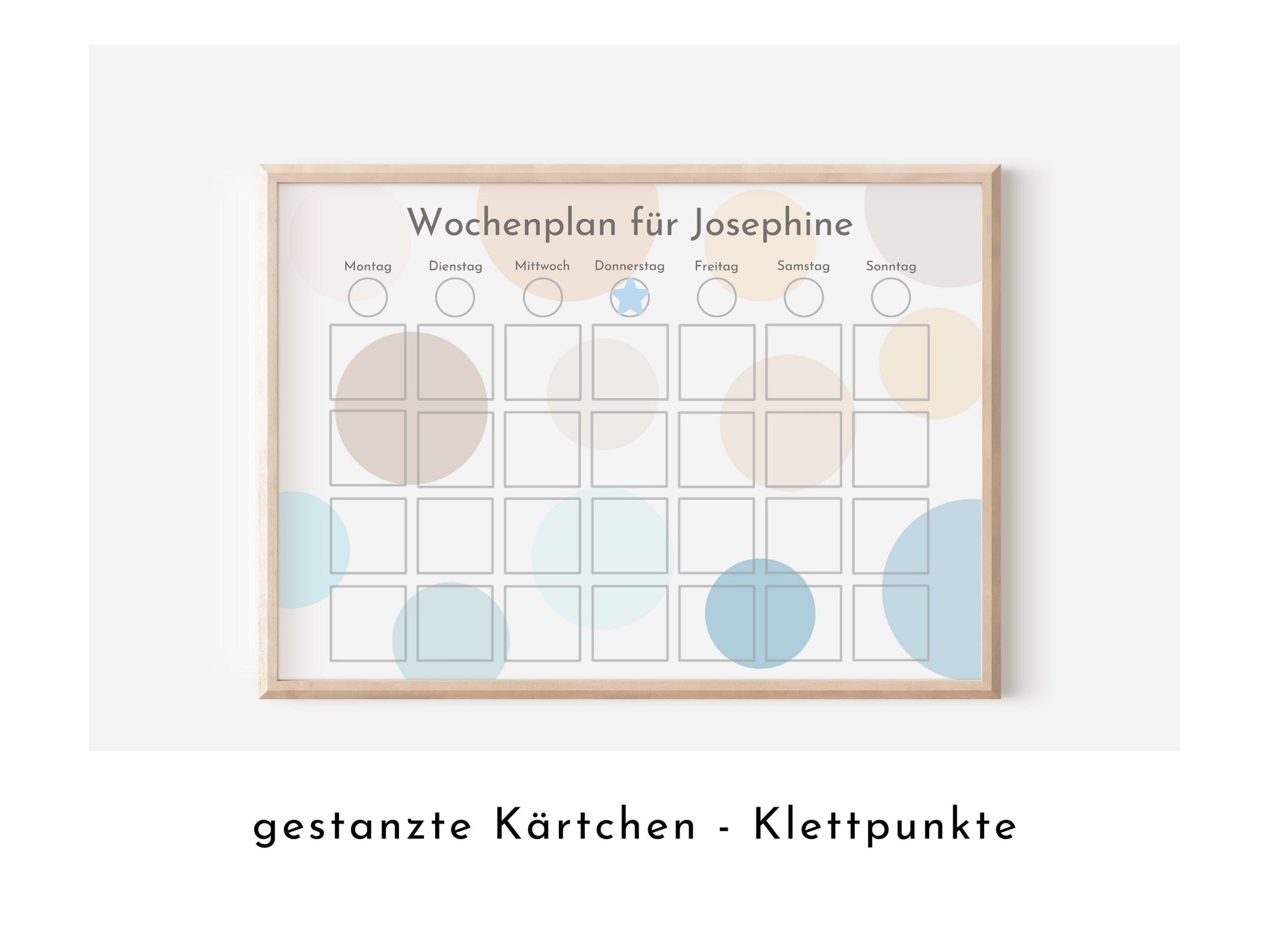 Wochenplaner personalisiert, Kinder und Teenager, 246 Wochenplan Karten, laminiert magnetisch, Geburtstag Geschenk Kreise "Wasser und Sand"