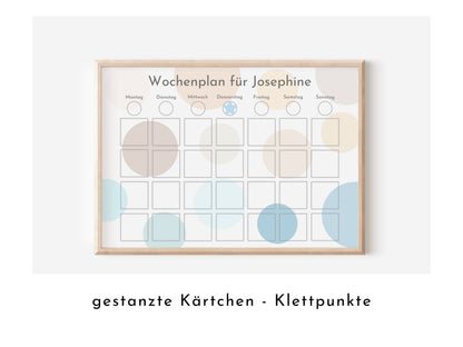 Wochenplaner personalisiert, Kinder und Teenager, 246 Wochenplan Karten, laminiert magnetisch, Geburtstag Geschenk Kreise "Wasser und Sand"