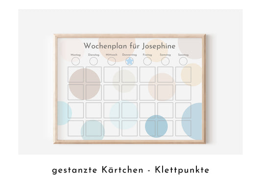 Wochenplaner personalisiert, Kinder und Teenager, 246 Wochenplan Karten, laminiert magnetisch, Geburtstag Geschenk Kreise "Wasser und Sand"